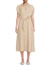 Dkny Women's Belted Button-front Midi-dress In Neutral