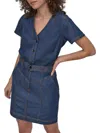 Dkny Short Sleeve Denim Shirtdress In Blue