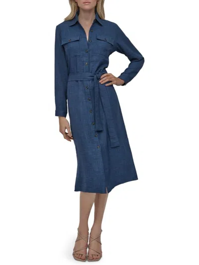 Dkny Women's Belted Denim Shirtdress