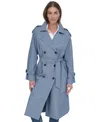 Dkny Women's Belted Double-breasted Trench Coat In Denim