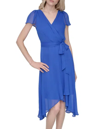 Dkny Women's Belted Faux Wrap Midi-dress