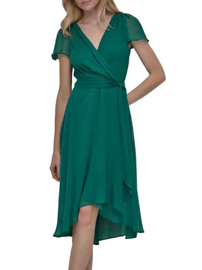 Dkny Women's Belted Faux Wrap Midi-dress