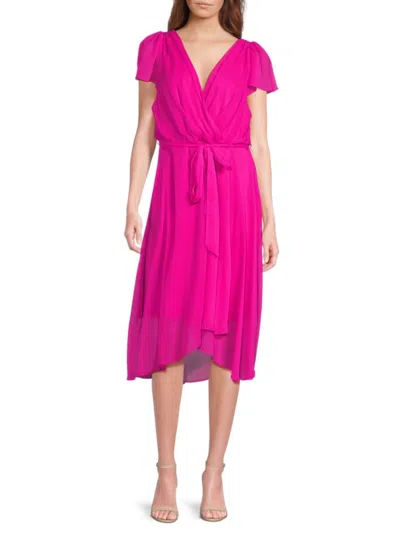 Dkny Women's Belted Faux Wrap Midi-dress