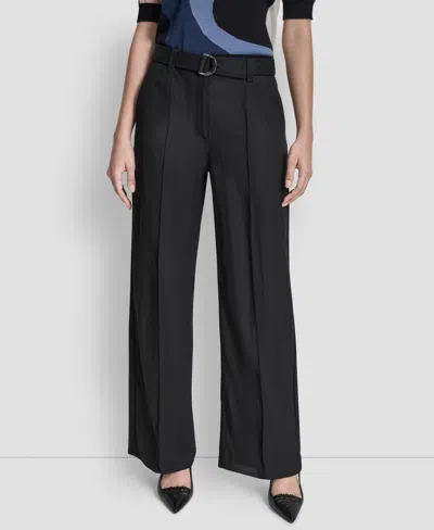 Dkny Women's Belted Front Seam Twill Pants In Black