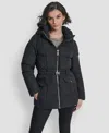 Dkny Water Resistant Box Quilted Puffer Coat In Black