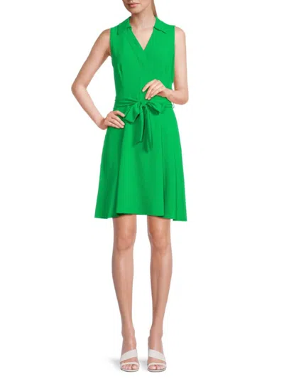 Dkny Women's Belted Mini Shirt Dress In Apple Green