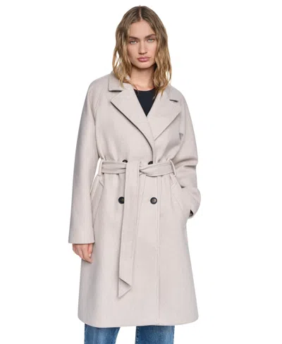 Dkny Women's Belted Notch Collar Coat In Neutral