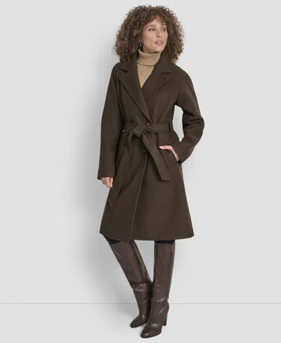 Dkny Women's Belted Notch Collar Coat In Black