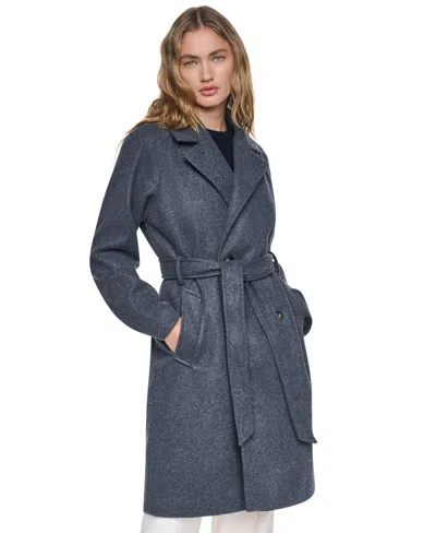 Dkny Women's Belted Notch Collar Coat In Gray