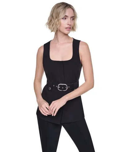 Dkny Women's Belted Sleeveless Vest In Black