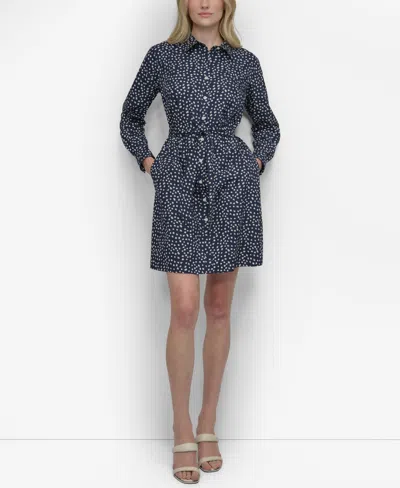Dkny Women's Belted Star-print Cotton Mini Dress