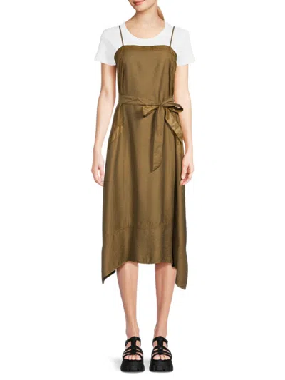Dkny Women's Belted T Shirt Cami A Line Dress In Caper