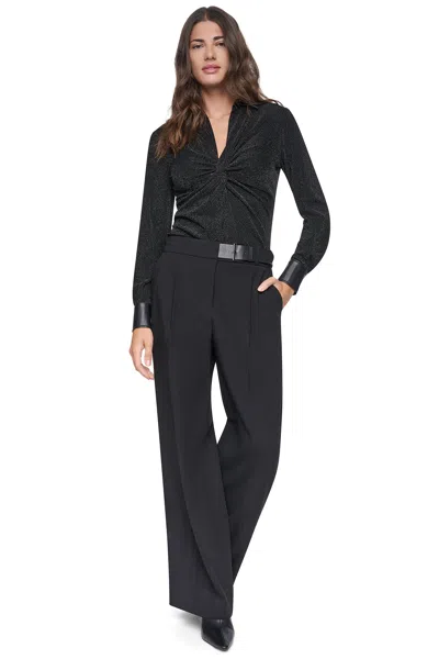Dkny Women's Belted Wide Leg Trouser In Black
