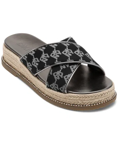 Dkny Women's Berris X Band Sandals In Black,nickel