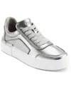 Dkny Beverley Womens Lace-up Manmade High-top Sneakers In Nickel