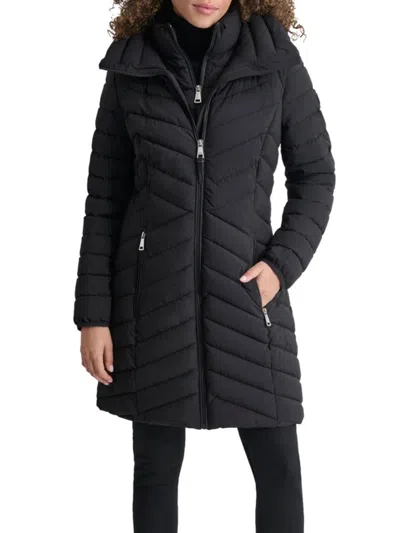 Dkny Women's Bib Puffer Coat In Black