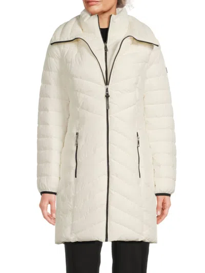 Dkny Women's Bib Puffer Coat In White