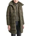 Dkny Women's Bibbed Hooded Zip-front Puffer Coat In Loden