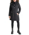 Dkny Hooded Chevron Puffer Jacket In Black