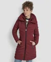 Dkny Stretch Packable Coat In Burgundy