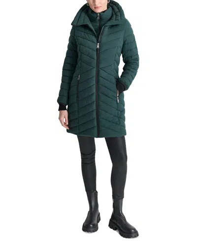 Dkny Women's Bibbed Packable Puffer Coat In Malachite