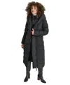 Dkny Women's Bibbed Shawl Collar Hooded Puffer Coat In Black