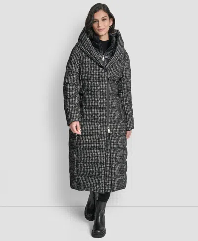 Dkny Women's Bibbed Shawl Collar Hooded Puffer Coat In Gray