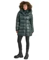 Dkny Women's Bibbed Shawl-collar Packable Shine Puffer Coat In Malachite