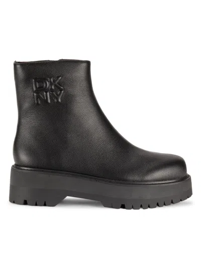 Dkny Women's Binyamin 50mm Logo Leather Boots In Black
