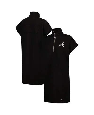 Dkny Women's Black Atlanta Braves Emily Quarter-zip Sneaker Dress