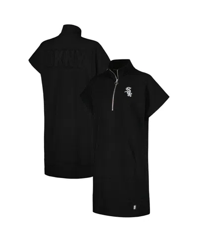Dkny Women's Black Chicago White Sox Emily Quarter-zip Sneaker Dress