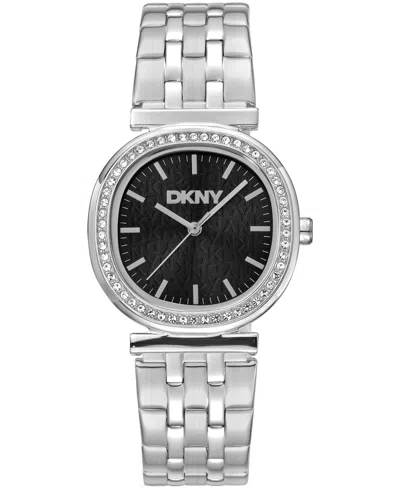 Dkny Women's Black Dial Crystal Bezel Stainless Steel Bracelet Watch, 30mm