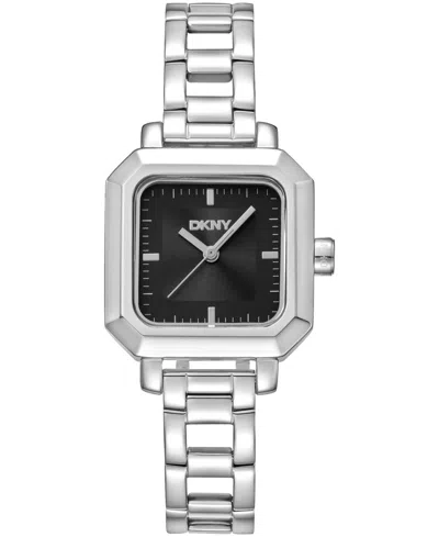 Dkny Women's Black Dial Open Link Stainless Steel Bracelet Watch, 27 X 27mm In Metallic