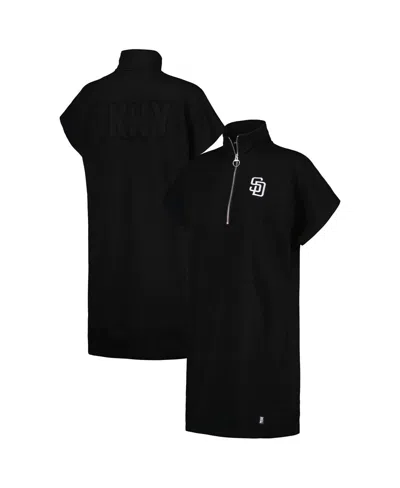 Dkny Women's Black San Diego Padres Emily Quarter-zip Sneaker Dress