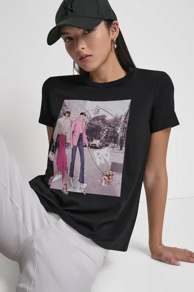 Dkny Women's Bleecker St Conversational Graphic T-shirt In Black