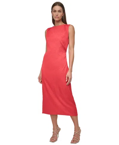 Dkny Women's Boat-neck Sleeveless Sheath Dress In Watermelon Sugar