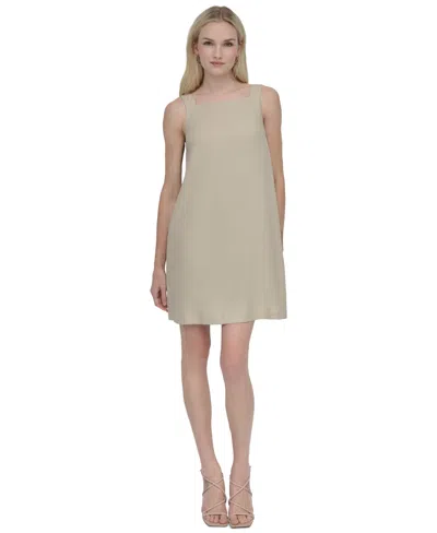 Dkny Women's Bow-back Sleeveless A-line Dress In Sand