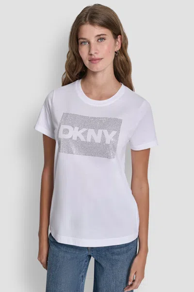 Dkny Rhinestone-detail T-shirt In Multi