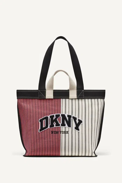 Dkny Women's Brady Canvas Stripe Logo Tote In Pattern