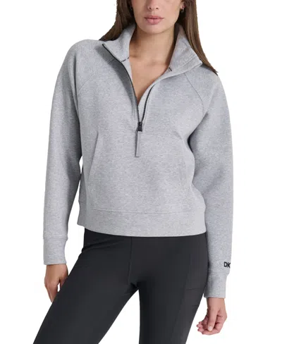 Dkny Women's Brooklyn Scuba Quarter-zip Sweatshirt In Pearl Grey