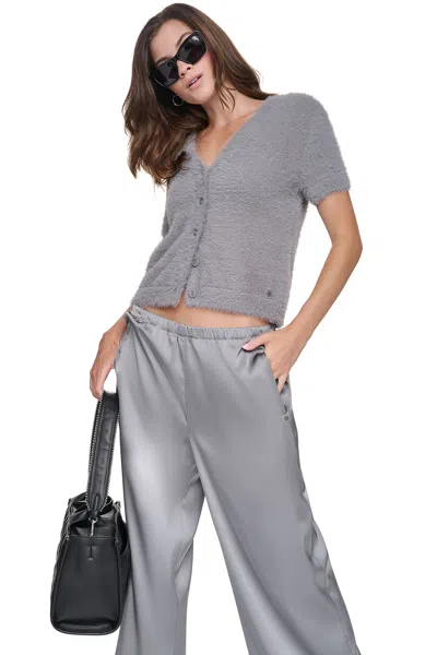 Dkny Women's Brushed V-neck Cardigan In Gray