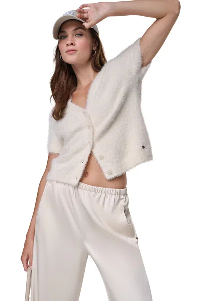 Dkny Women's Brushed V-neck Cardigan In White