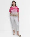 Dkny Print Scarf Twill Short Sleeve Top In Pink
