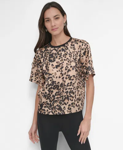 DKNY WOMEN'S BRUSHSTROKE-PRINT SHORT-SLEEVE TOP