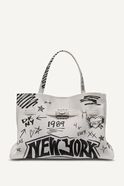 Dkny Women's Bryar Graffiti Satchel In White