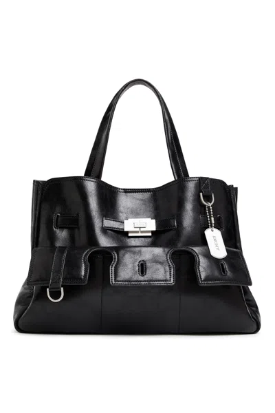 Dkny Women's Bryar Large Flap Satchel In Black/silver