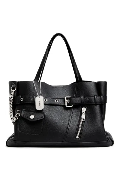 Dkny Women's Bryar Large Moto Satchel In Black/silver