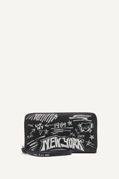 Dkny Women's Bryar Large Zip Around Wallet With Wristlet In Black