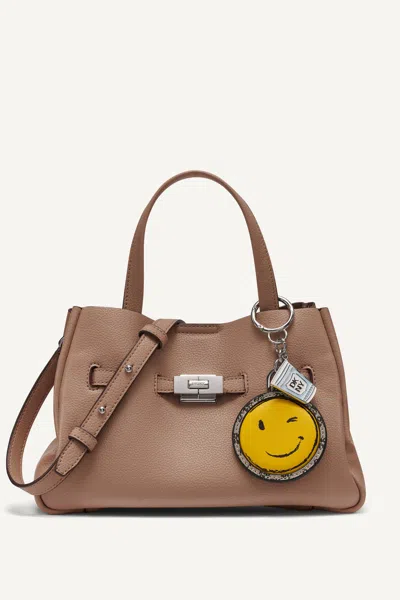 Dkny Women's Bryar Small Satchel With Smiley Face Charm In Brown