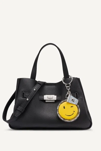 Dkny Women's Bryar Small Satchel With Smiley Face Charm In Black